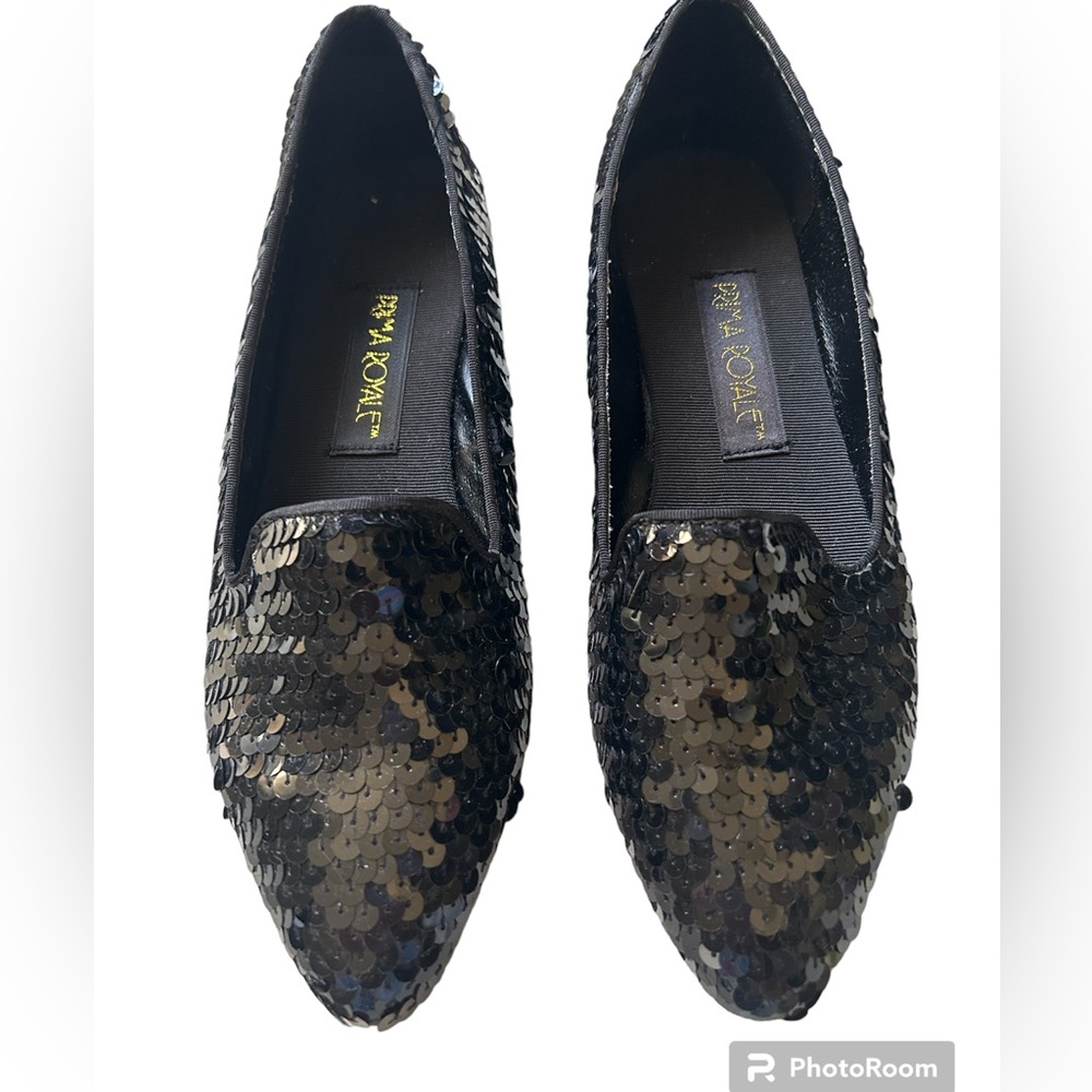 Prima Royale Women’s Vintage Black Sequin Flats. Size 7.5